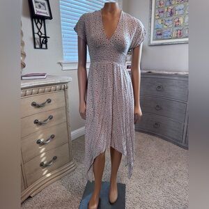 ILLA ILLA Asymmetrical V-Neck Dress in Pink and Black